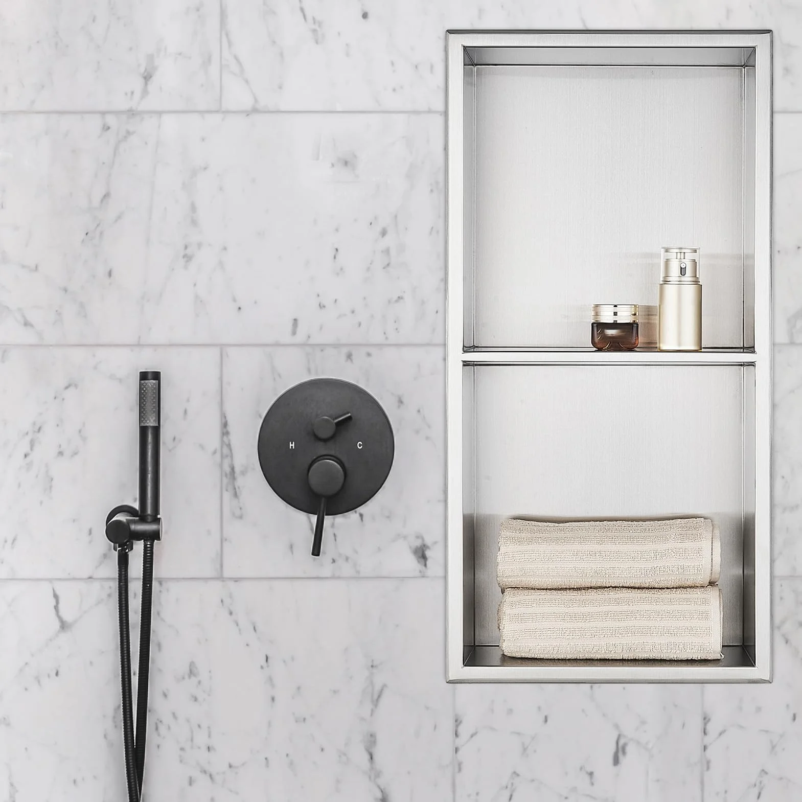 Nicchia Doccia Incasso Acciaio Inox 60x30x10cm Doppio Strato Argento