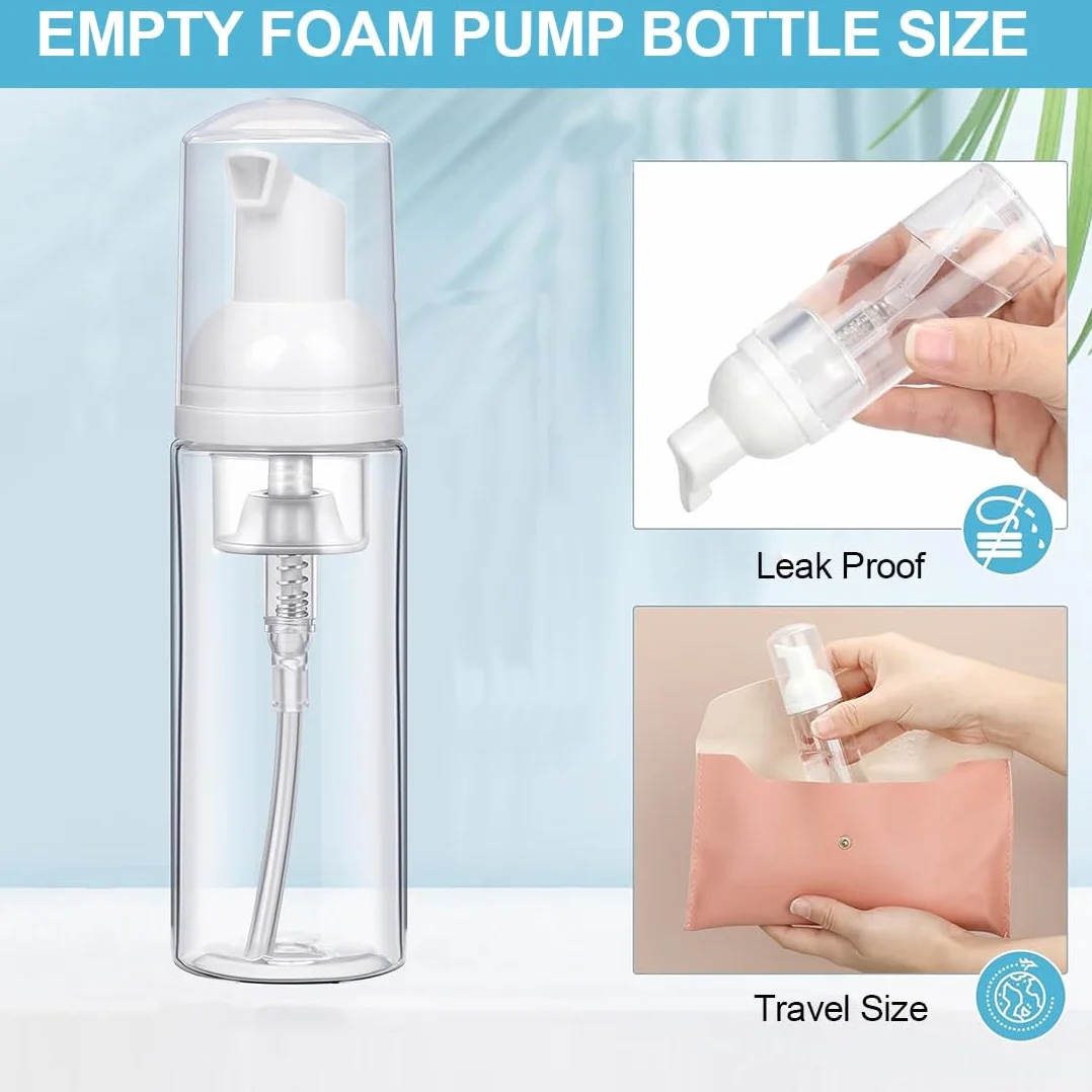 3 Pezzi Dispenser Sapone Schiuma - 50 ml Bottiglia Transparent Riutilizzabili per Cosmetici, Lozione, Bagno, Shampoo Liquidi (Trasparente)