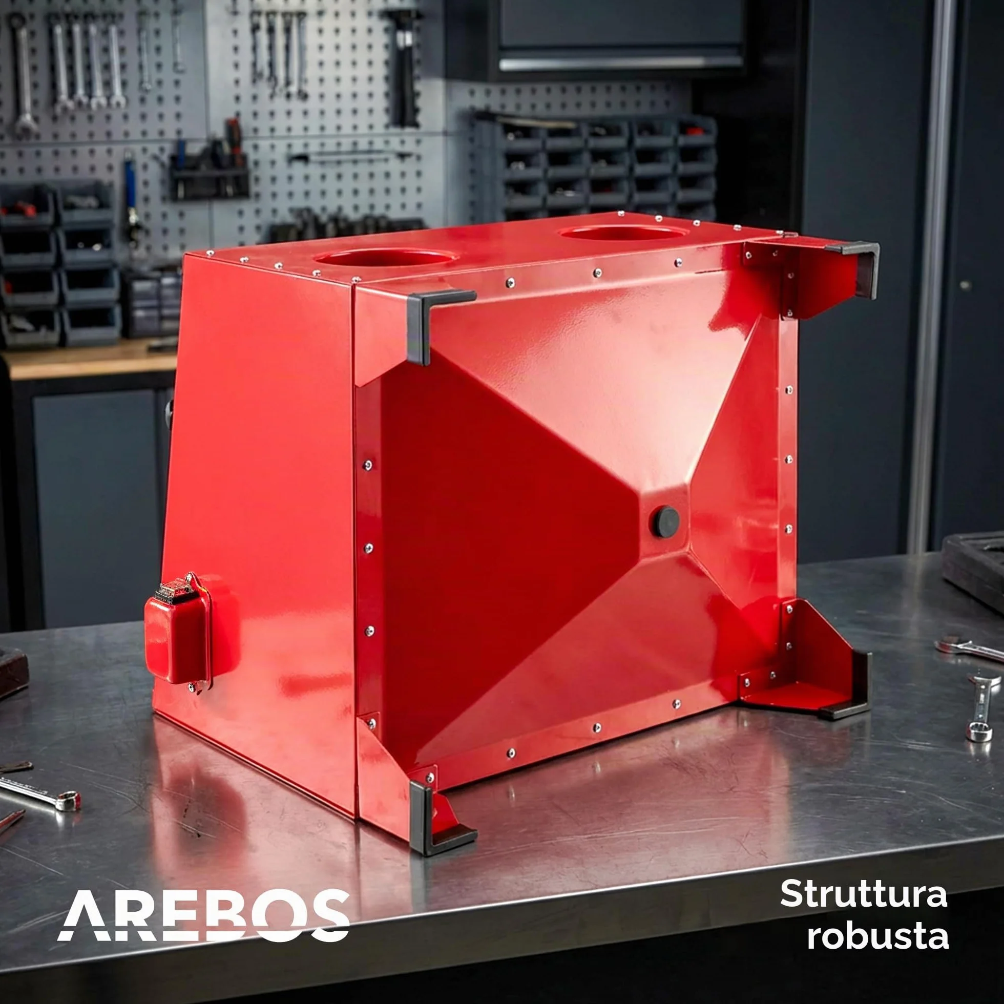 Arebos Cabina sabbiatrice 90 litri Sabbiatrice pistola getto 4 ugelli ceramica