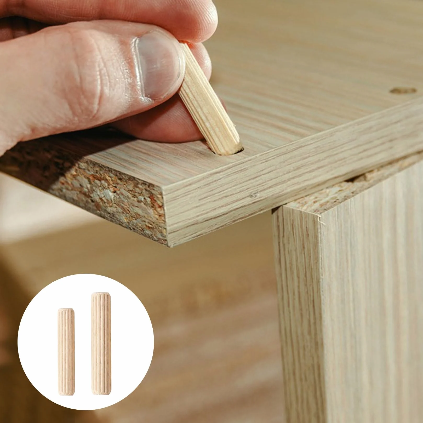 Tasselli Legno Conici Scanalati 6mm 8mm 10mm per Mobili Fai da te 225 Pz