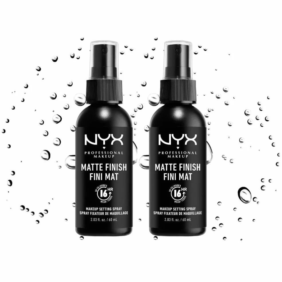 NYX Professional Makeup Setting Spray, Formula fissante leggera a lunga tenuta, Finish matte, Confezione da 2, 60 ml