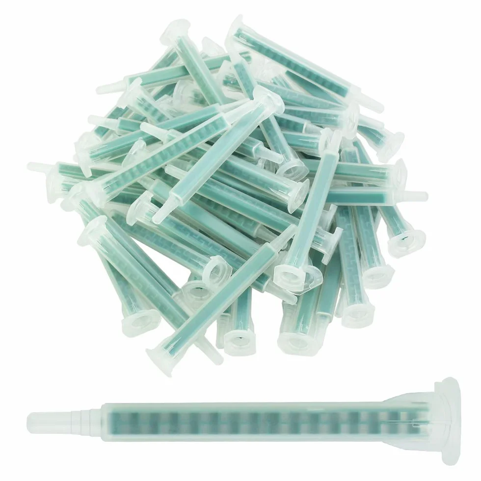Tubo di Miscelazione Statico Verde 50 Pezzi 83mm AB Ugelli Miscelatori per Colla Bicomponente