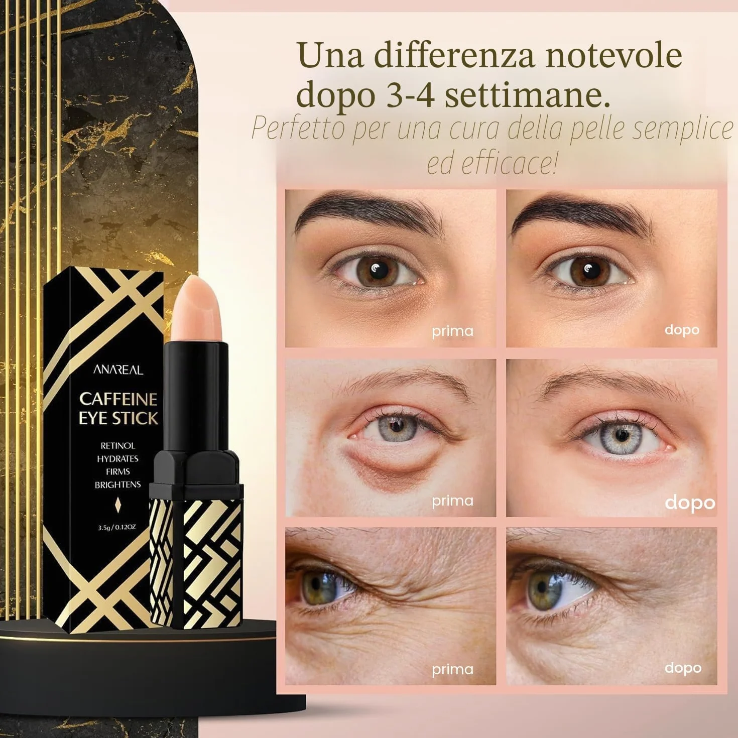 Balsamo per occhi al retinolo contro rughe, occhiaie scure e borse da lacrima, balsamo per occhi alla caffeina, per uomini e donne, balsamo coreano (1)