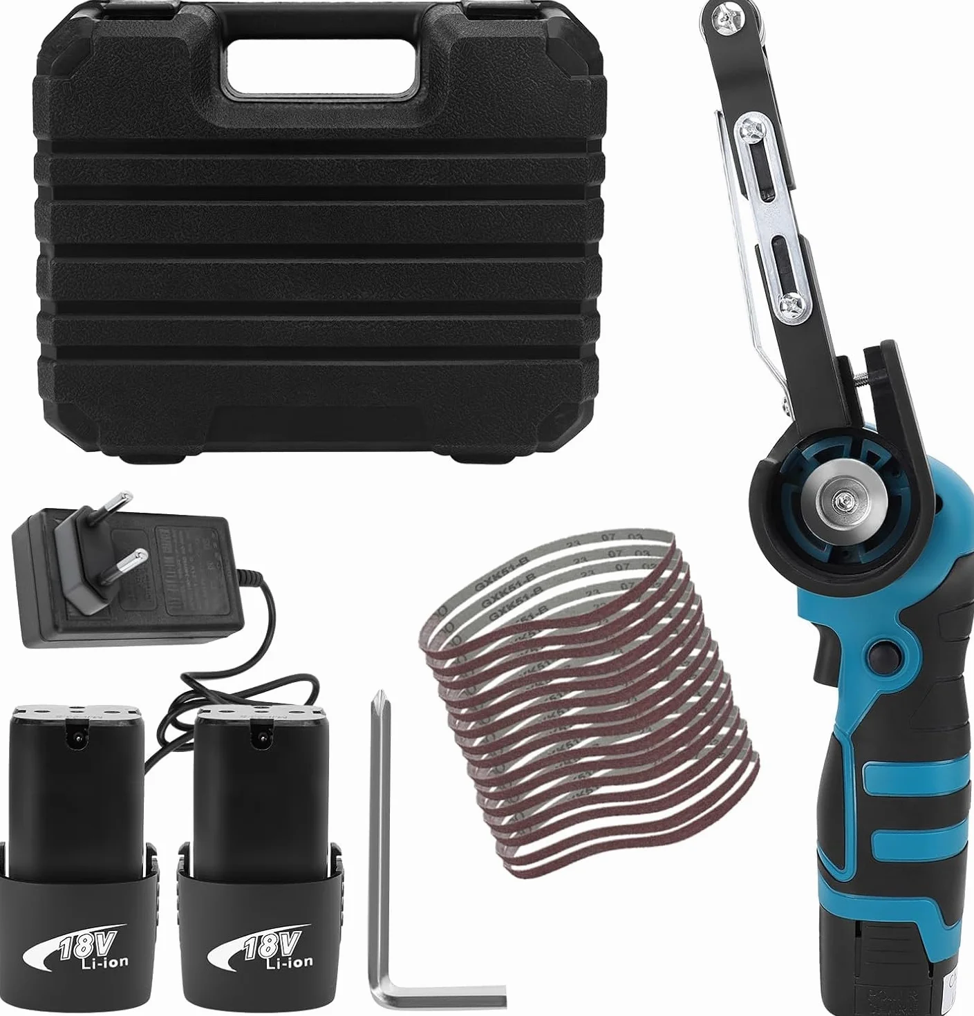 Levigatrice a nastro a batteria al litio 16,8 V 7000 giri/min 15 nastri abrasivi grana 80-1000 per legno metallo