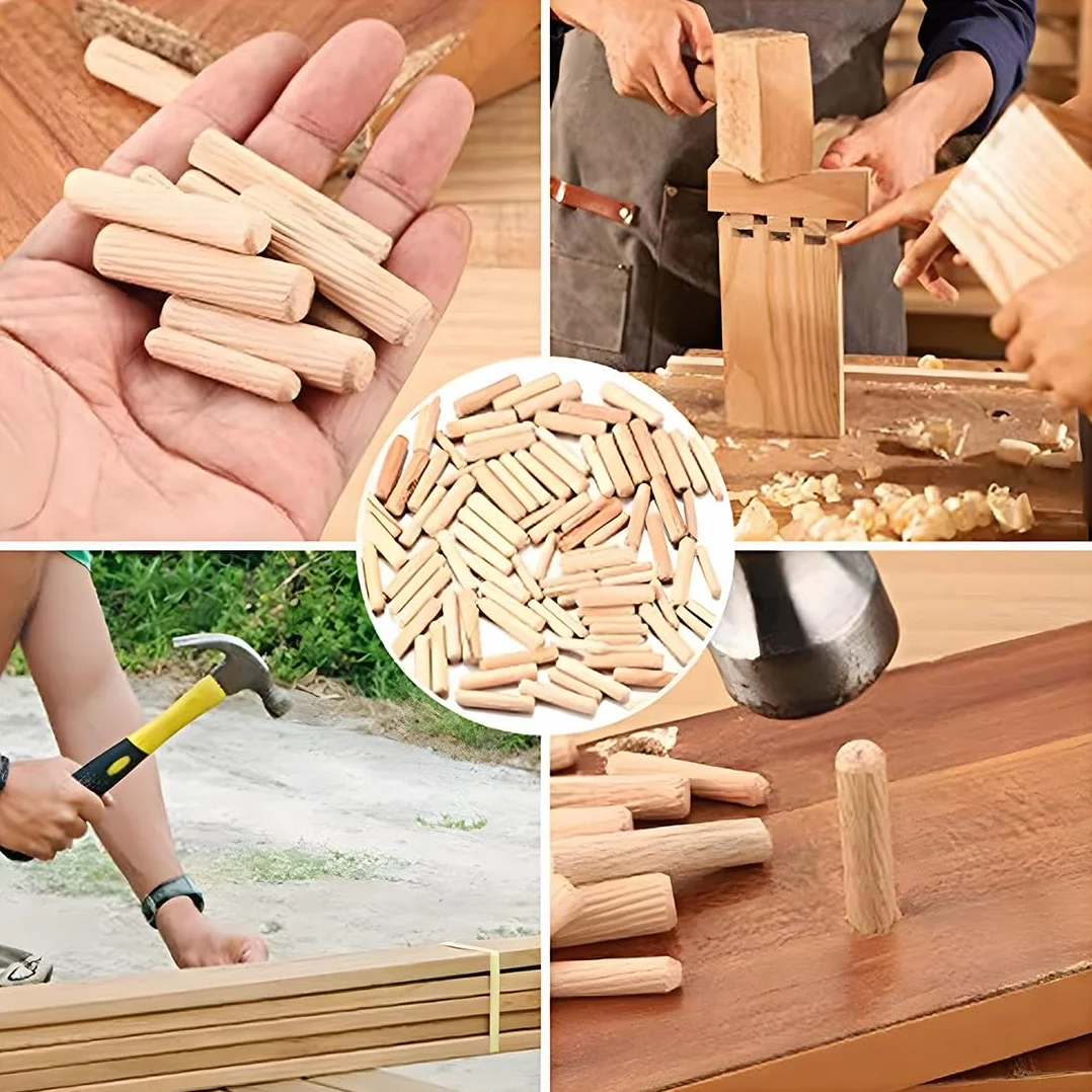 Pezzi Tasselli in Legno 6x50mm 100 PCS per Fresatrice, Falegnameria