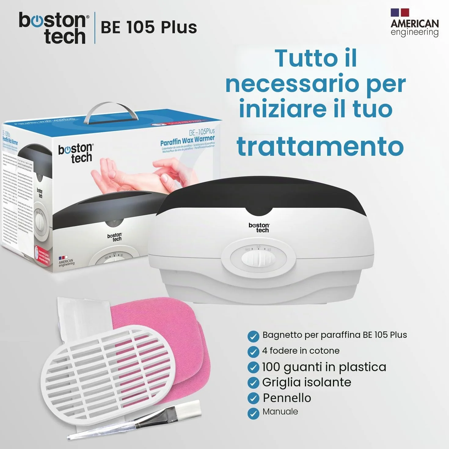 Boston Tech® Bagno di paraffina per mani e piedi -Apparecchio di paraffina per alleviare dolori muscolari e osteoartrite - Capacità 3 litri Include accessori premium per uso personale e professionale