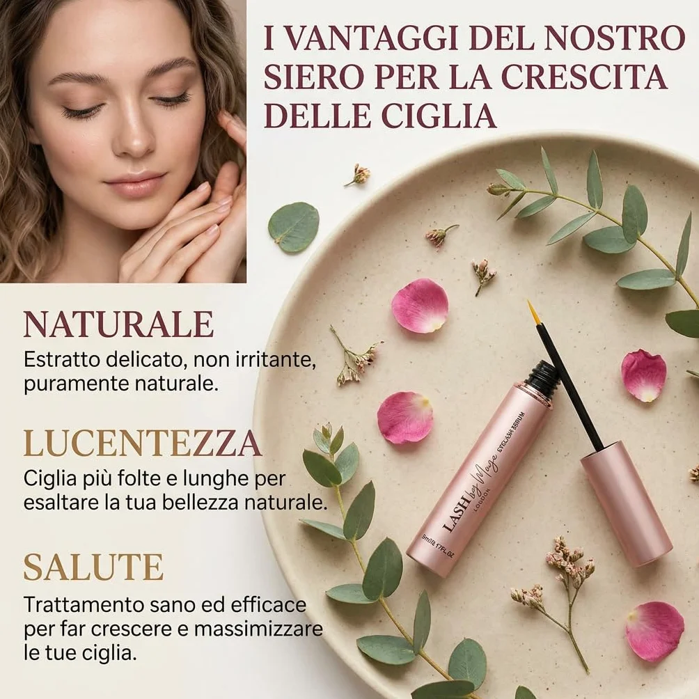 Glowsty Lashes Siero Ciglia/Lash By Marya Siero Ciglia London Rosa 2.0—Trattamento Ciglia Delicato Con Ginseng Swertia Japonica E Vitamina B2 Per Un Aspetto Più Folto E Ordinato Ogni Giorno (1 pezzo)