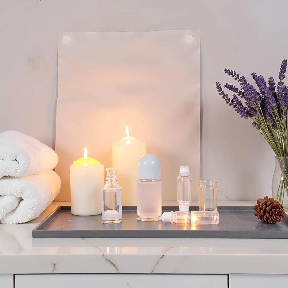 2 bottiglie a rullo vuote in vetro da 50 ml, con sfera roll-on in plastica, contenitori a prova di perdite, con tappo bianco, per oli essenziali, contenitori ricaricabili