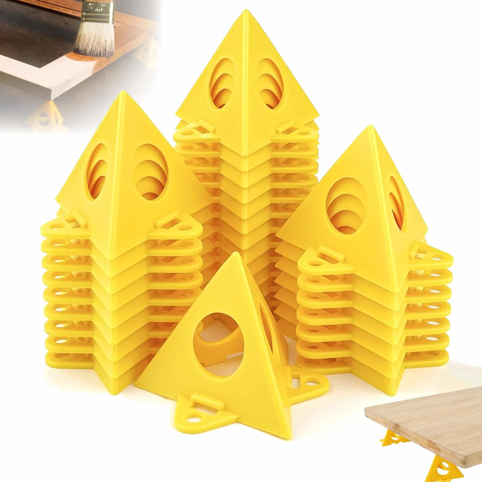 Supporti a Piramide per Pittore 40 Pezzi Giallo Cono Tela Triangolo di Vernice Legno Mobili Stand