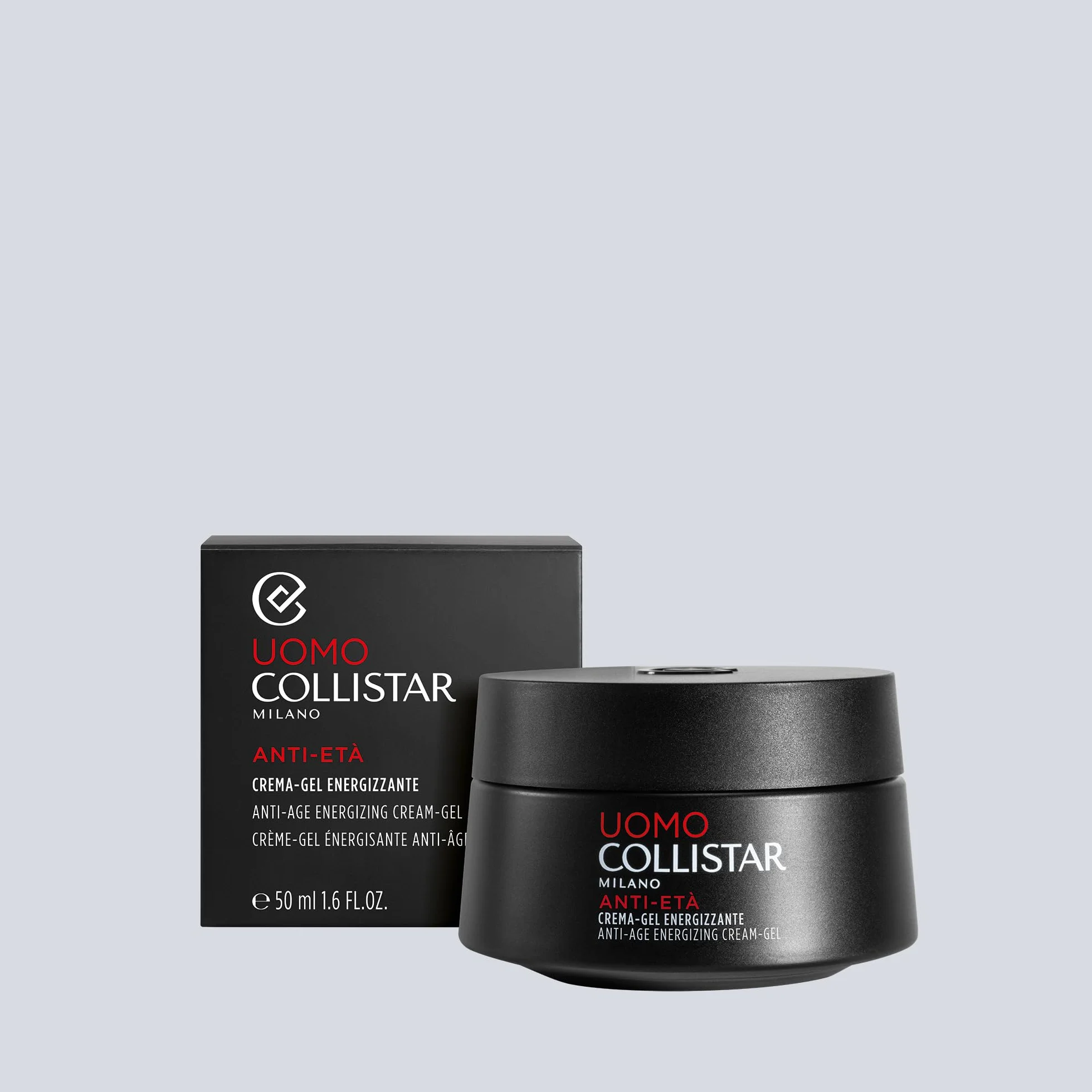 Collistar Linea Uomo Crema-Gel Energizzante, Azione Antirughe e Antifatica, Fresca, Ottima per Tutti i Tipi di Pelle, con Vitamine A, B5 ed E, Previene Rughe e Segni d'Espressione, 50 ml