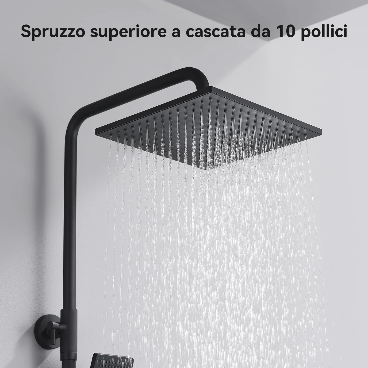 Auralum Colonna Doccia Senza Miscelatore 74-109cm Regolabile Set Soffione Doccetta Nero
