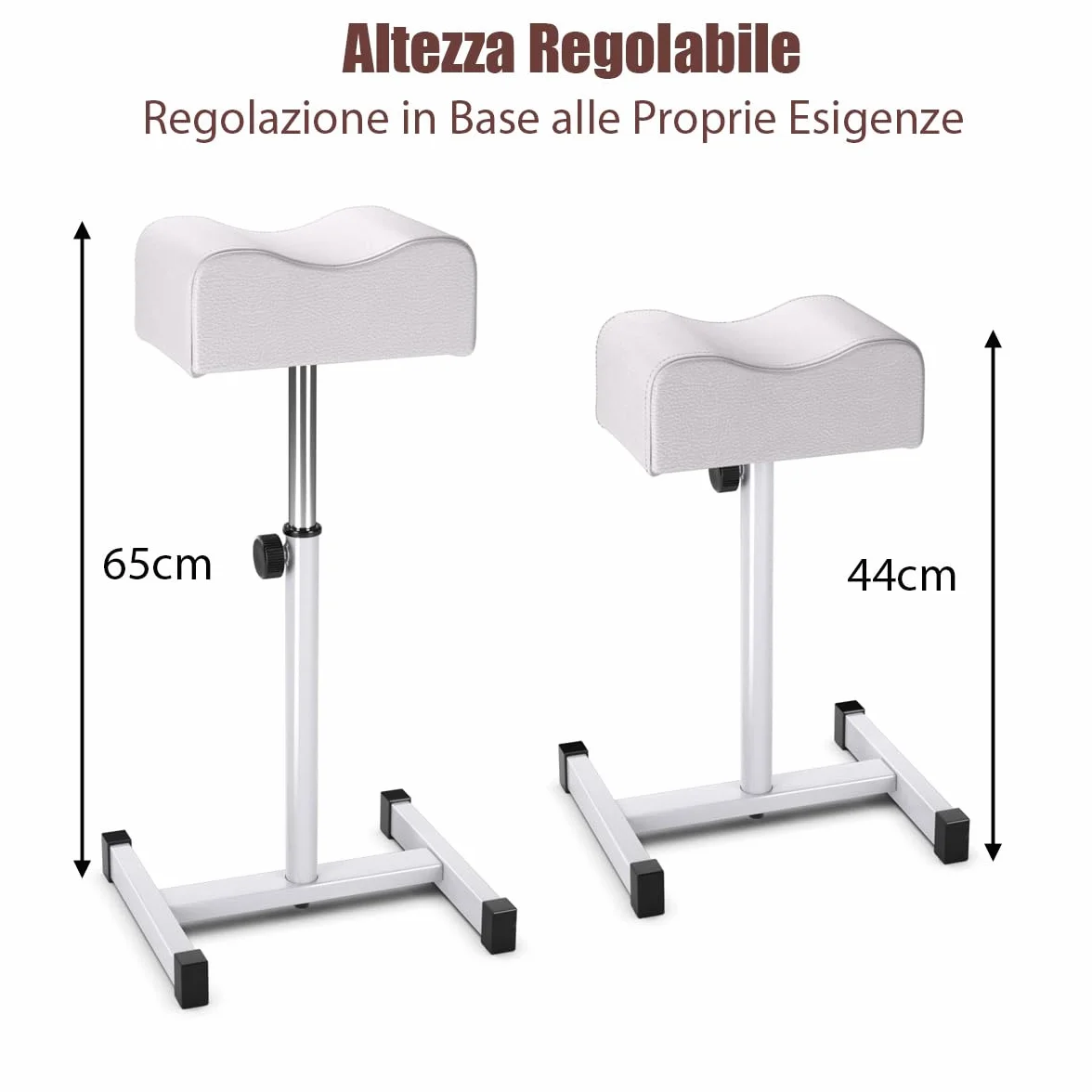COSTWAY Poggiapiedi Pedicure Manicure, Sgabello Pedicure Estetista Regolabile in Altezza e Cuscino Spesso, Poggiapiedi per per Podologia, Estetista, Fisioterapia (Bianco)