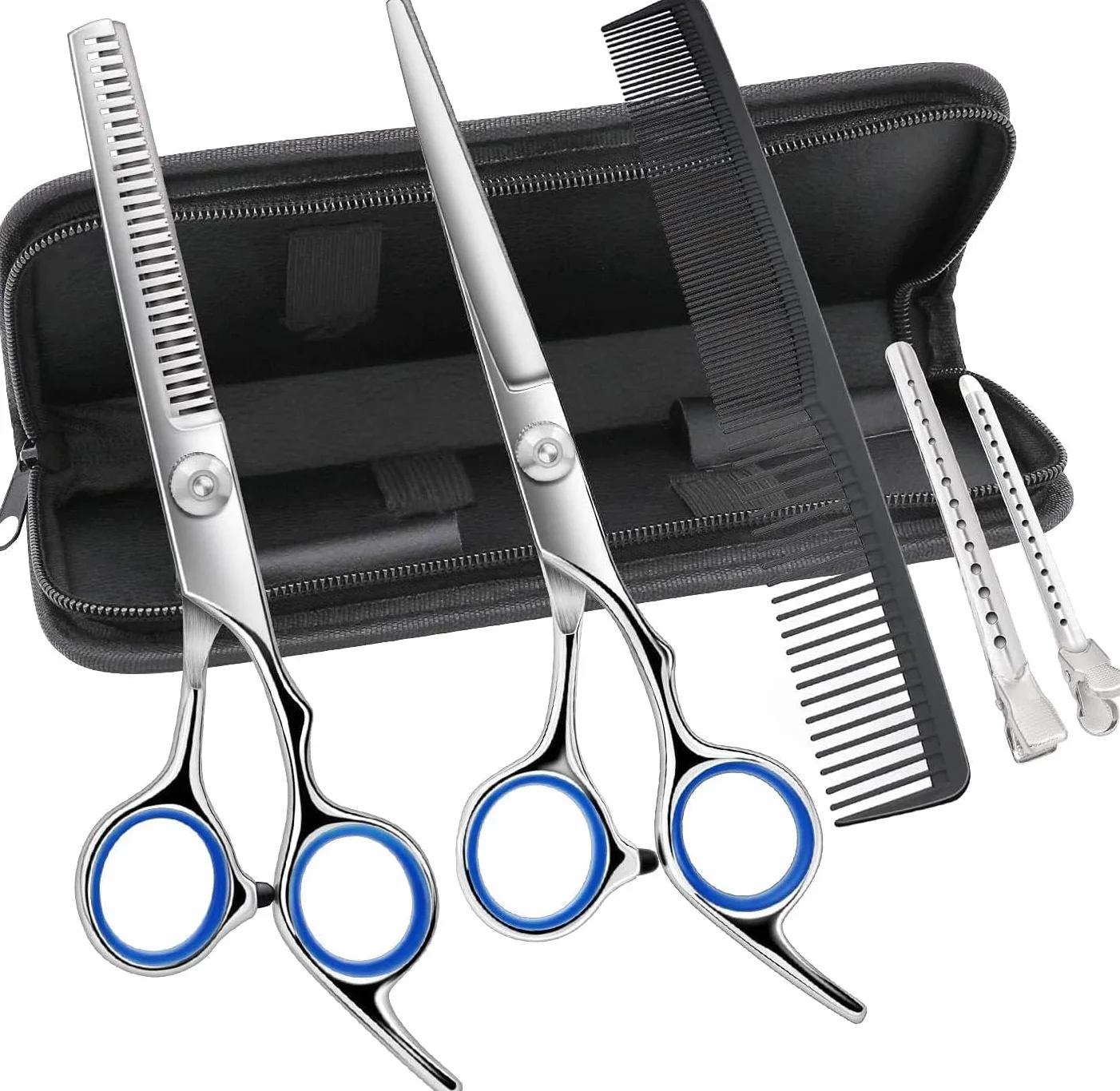 Friseurschere Profi 7 Pcs Haarschneideschere Set Haarschere Professionelle Friseur Set Rostfreie Bartschere Perfekter Effilierschere Linkshander Für Kinder Männer Frauen Haustiere Familie Friseursalon