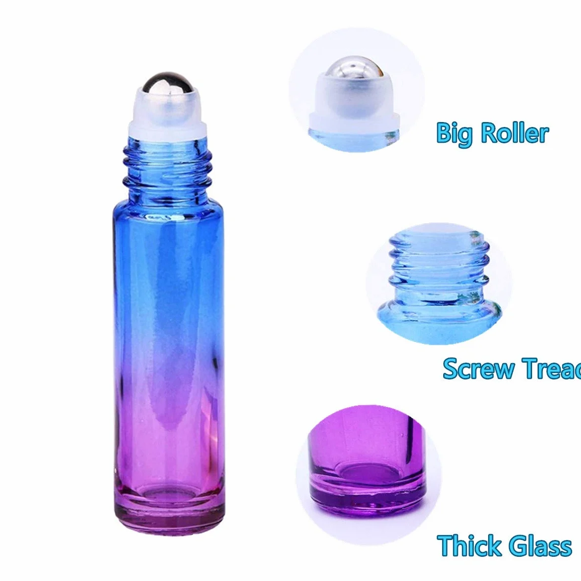 12 bottiglie di oli essenziali da 10 ml, colore sfumato, roll-on con imbuto/apertura/etichette, per massaggi profumi