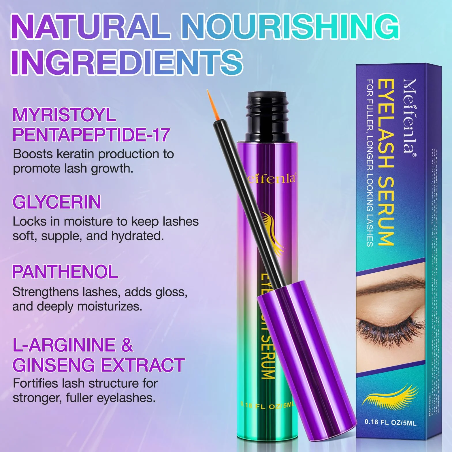 Siero Ciglia Allungante, Siero per Ciglia Crescita Ciglia, Grande Lash Serum,Naturale Essence Senza Ormoni,Protegge e Rinforza le Ciglia per un Aspetto più Pieno e Folto,Naturalmente,5 ML