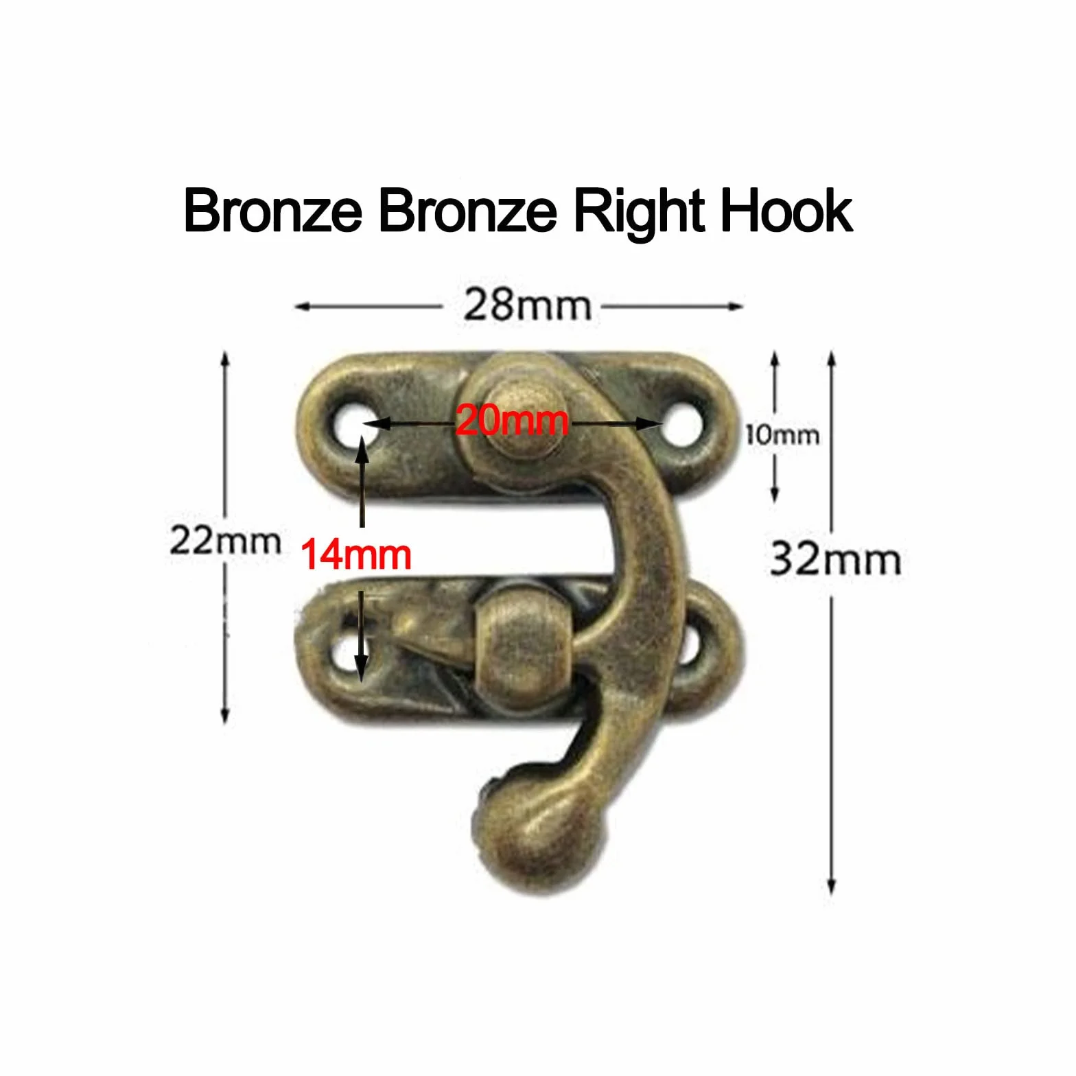 OUKENS Antique Latch Hasp 12X Regalo gioielli Vino Scatola legno Hook Hasp con viti Serratura Antica Destro Bronzo