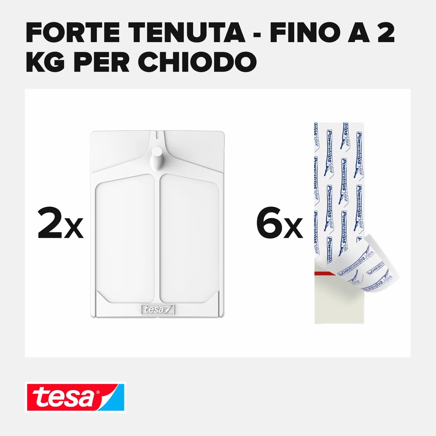 tesa Chiodo Adesivo 2kg Bianco per Carta da Parati Intonaco Set 2 Pezzi