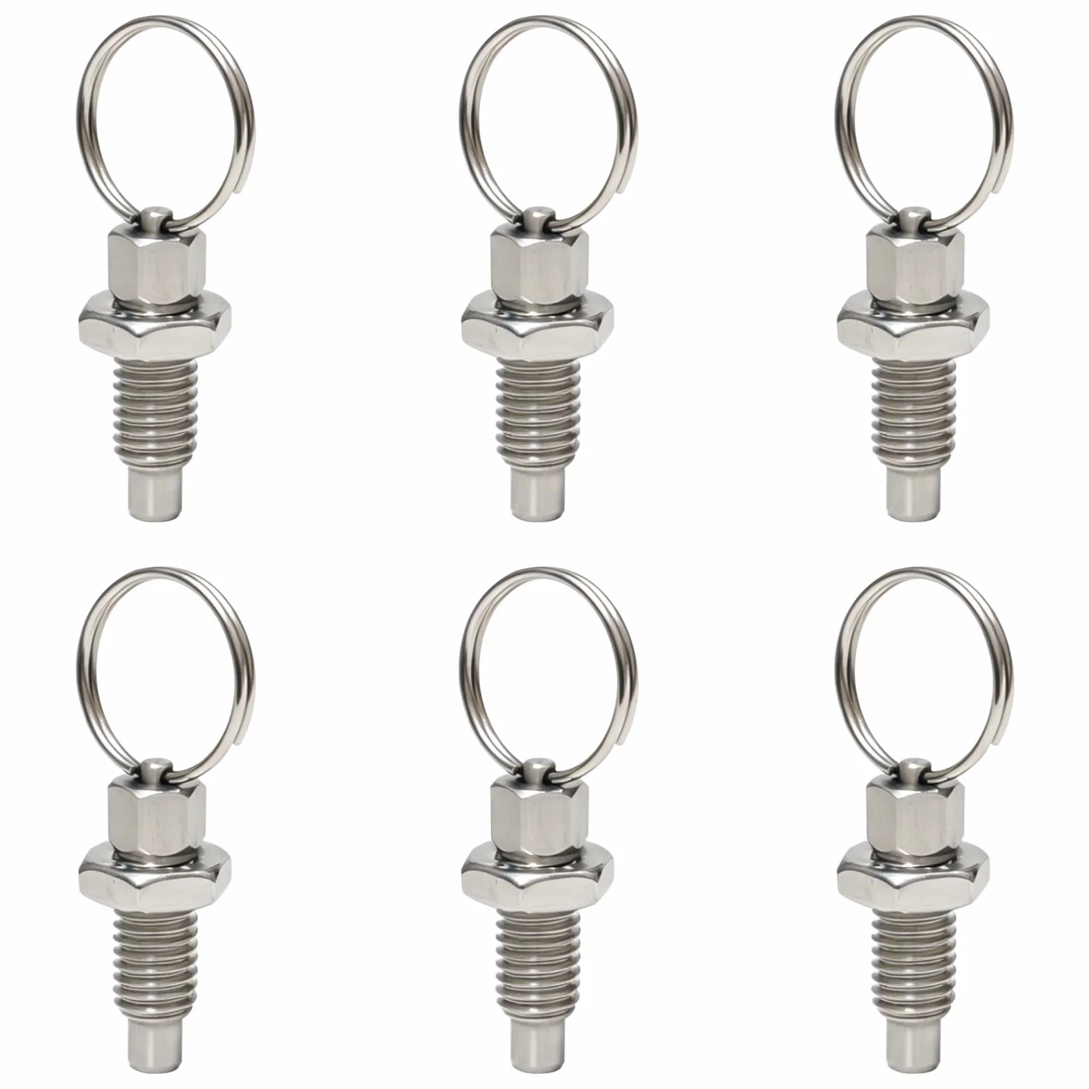 Perni di Bloccaggio a Sgancio Rapido M8x5 mm Inox Girevole Bulloni di Bloccaggio con Anello di Trazione 6 Pezzi
