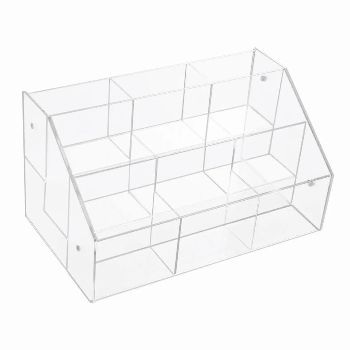 Organizer Cosmetici in Acrilico a 3 Livelli 9 Scomparti | Espositore Trasparente, per Pennelli e Accessori, Uso Professionale e Decorativo
