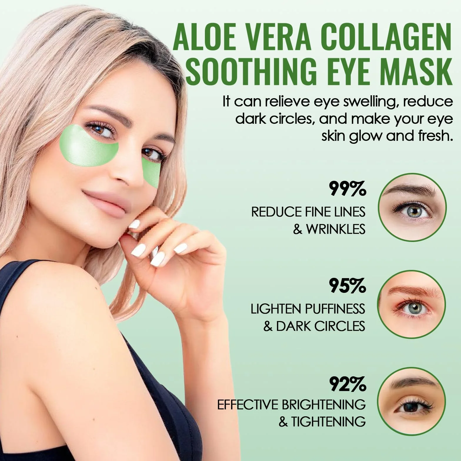 60 Pezzi Maschera Occhi di Aloe Vera,Patch Occhi Per Rimuovi Borse e Puffiness, Collagene Patch Occhi, Maschera Occhiaie Donna Uomo, Collagene Maschera Occhi Eye Mask, Contorno Occhi Idratante