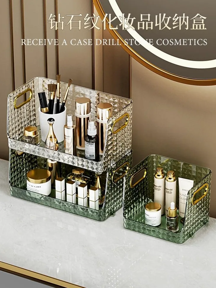 Organizzatore per Il Trucco in Acrilico di Due Dimensioni, cassetti portaoggetti per Gioielli, Cura delle Unghie, Cura della Pelle, Organizer da scrivania Ideale per cassettiere e Bagno, Scatola Port