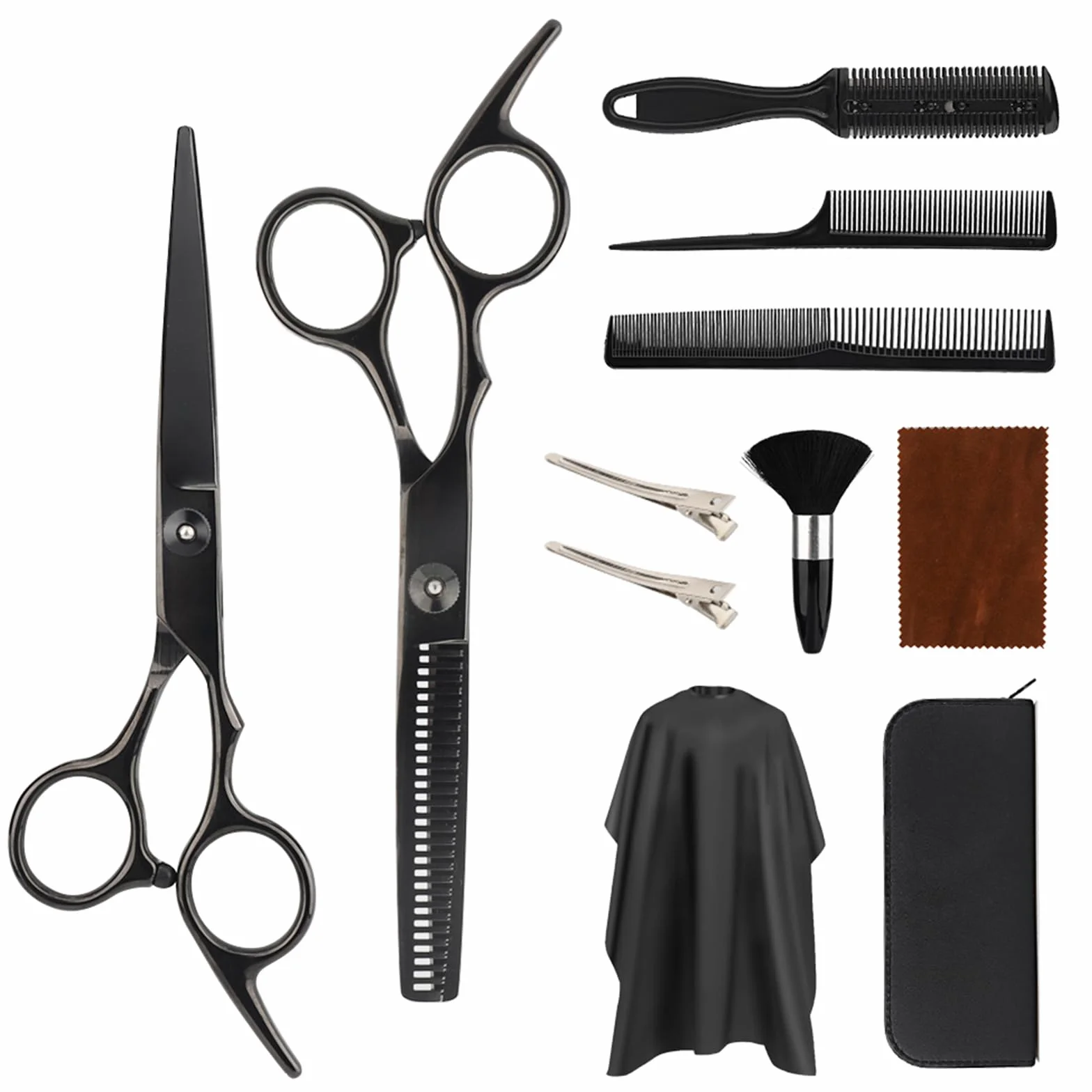 Set di forbici capelli, Set di Forbici parrucchiere professionali 6,7", forbici per sfoltire i capelli, con mantello da parrucchiere, adatto per famiglie, saloni, donne, uomini e bambini