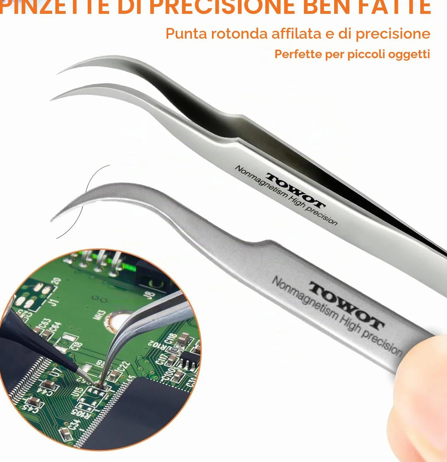 Pinzette di precisione in acciaio inox TOWOT