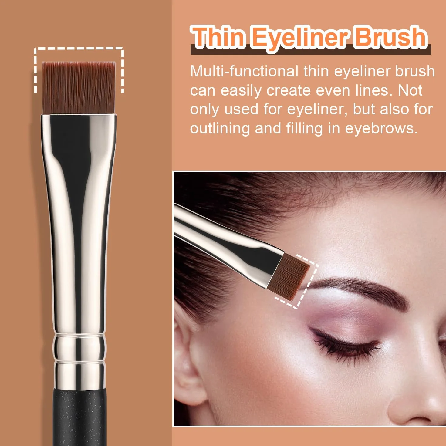 TEOYALL Pennello sottile e piatto per eyeliner, pennello preciso per definire le sopracciglia, pennello correttore per coprire le imperfezioni (pennello piatto multifunzionale)