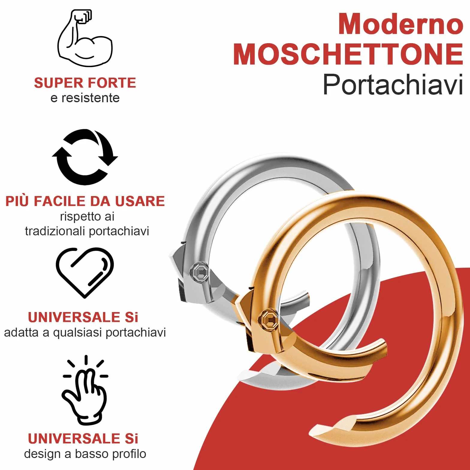 Moschettoni Rotondi 28mm per Borse Uncinetto 32 Pezzi Argento Oro