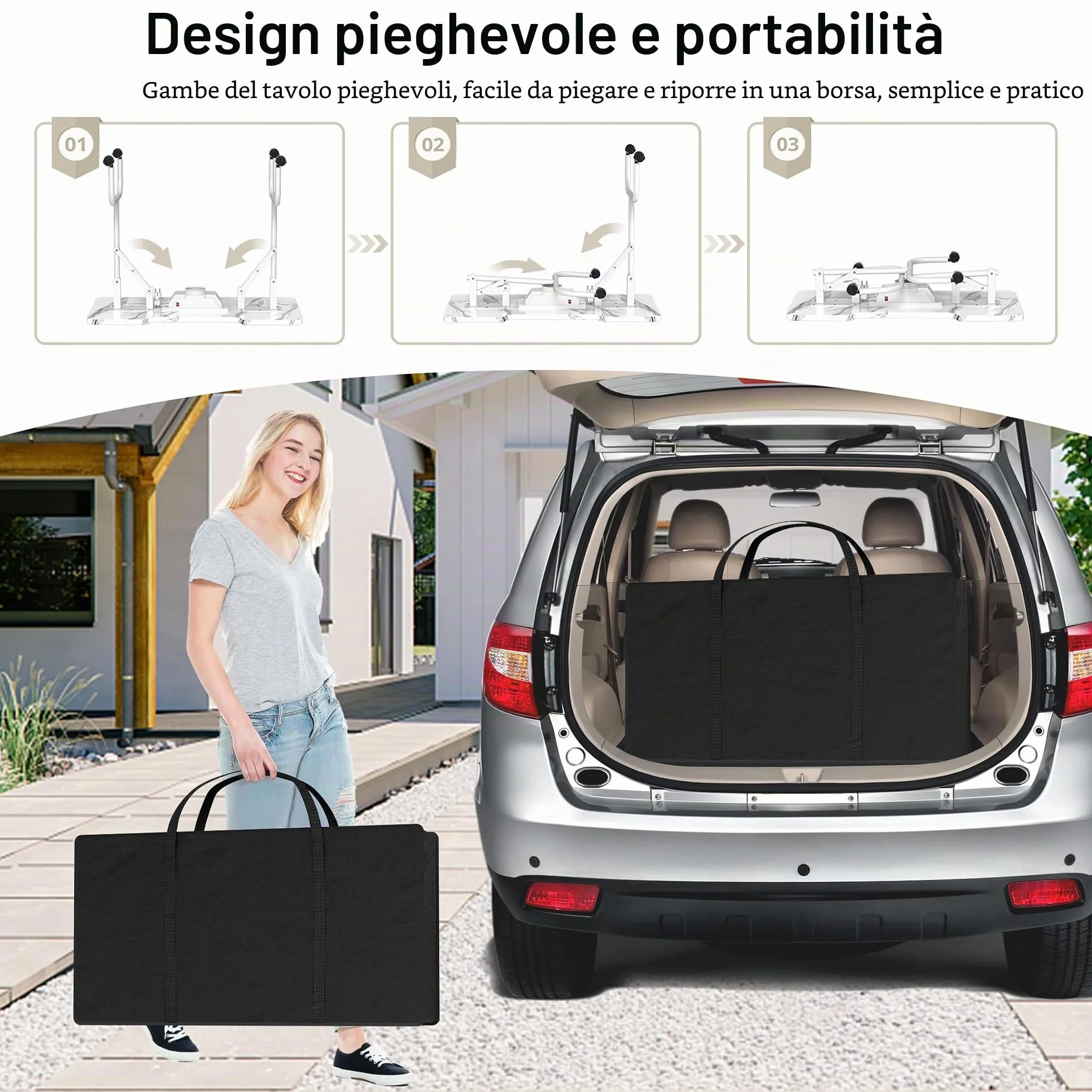 Tavolo da manicure FIVMEN con aspirazione Pieghevole Tavolo per manicure Tavolo per manicure per studio di unghie con aspirazione della polvere e 4 ruote per saloni di bellezza, bianco