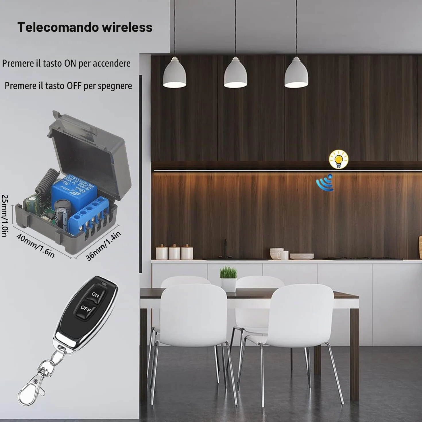 DieseRC Interruttore telecomando senza fili 433 MHz 1 canale Ricevitore relè 5V 12V 24V con 5 Trasmettitori