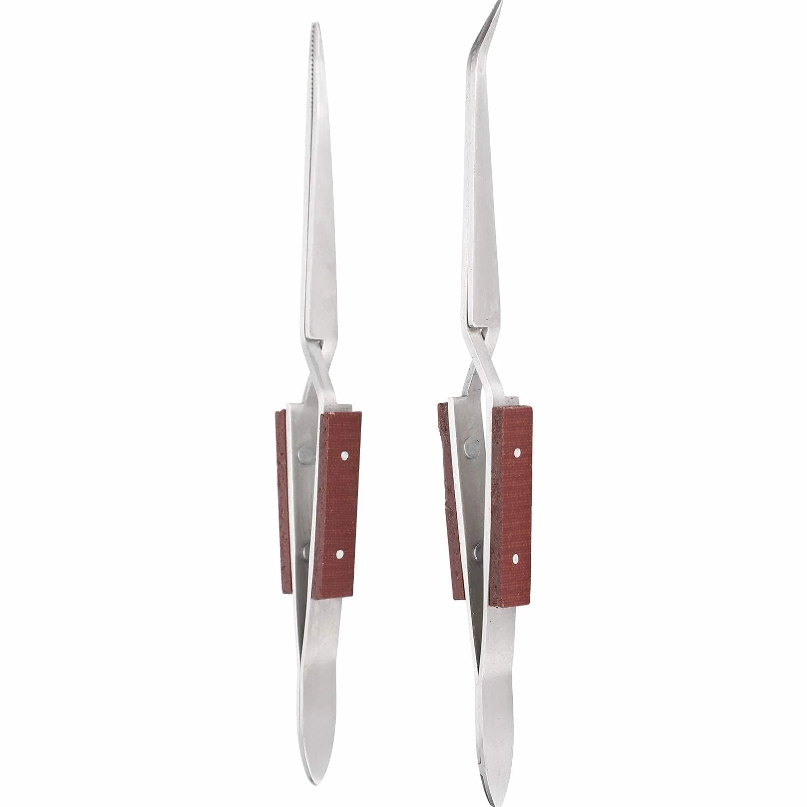Set di 2 Pinzette per Saldatura Professionali Punta Curva e Dritta