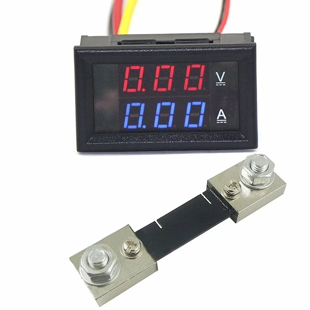 Amperometro voltmetro digitale LED 100V DC 100A doppio display misuratore tensione corrente con shunt