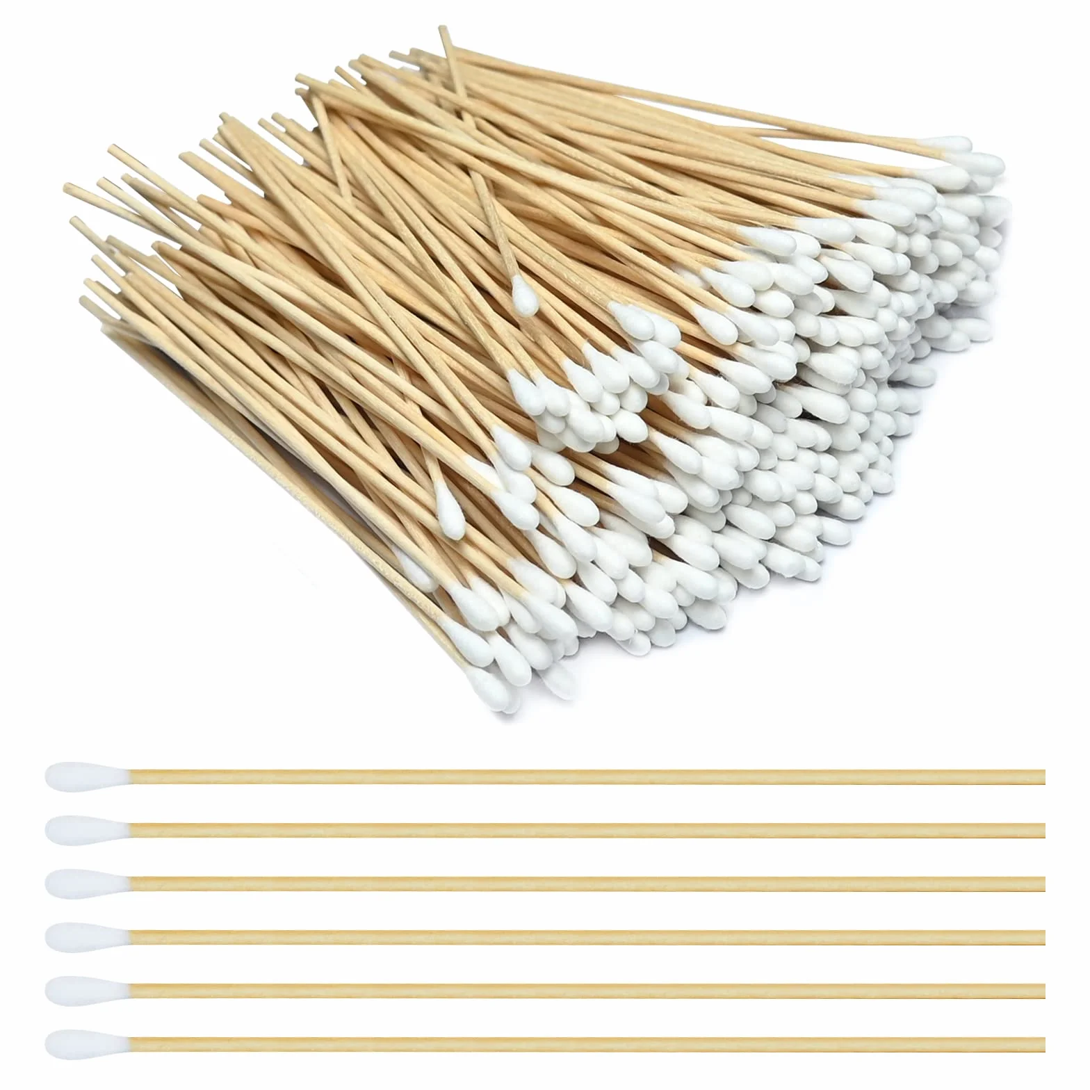 400 Pezzi Cotton Fioc Lunghi 15 cm Tampone di Cotone Lungo, Bastoncini Cotonati Lunghi in Legno Per La Pulizia, Il Trucco, L'artigianato e L'arte