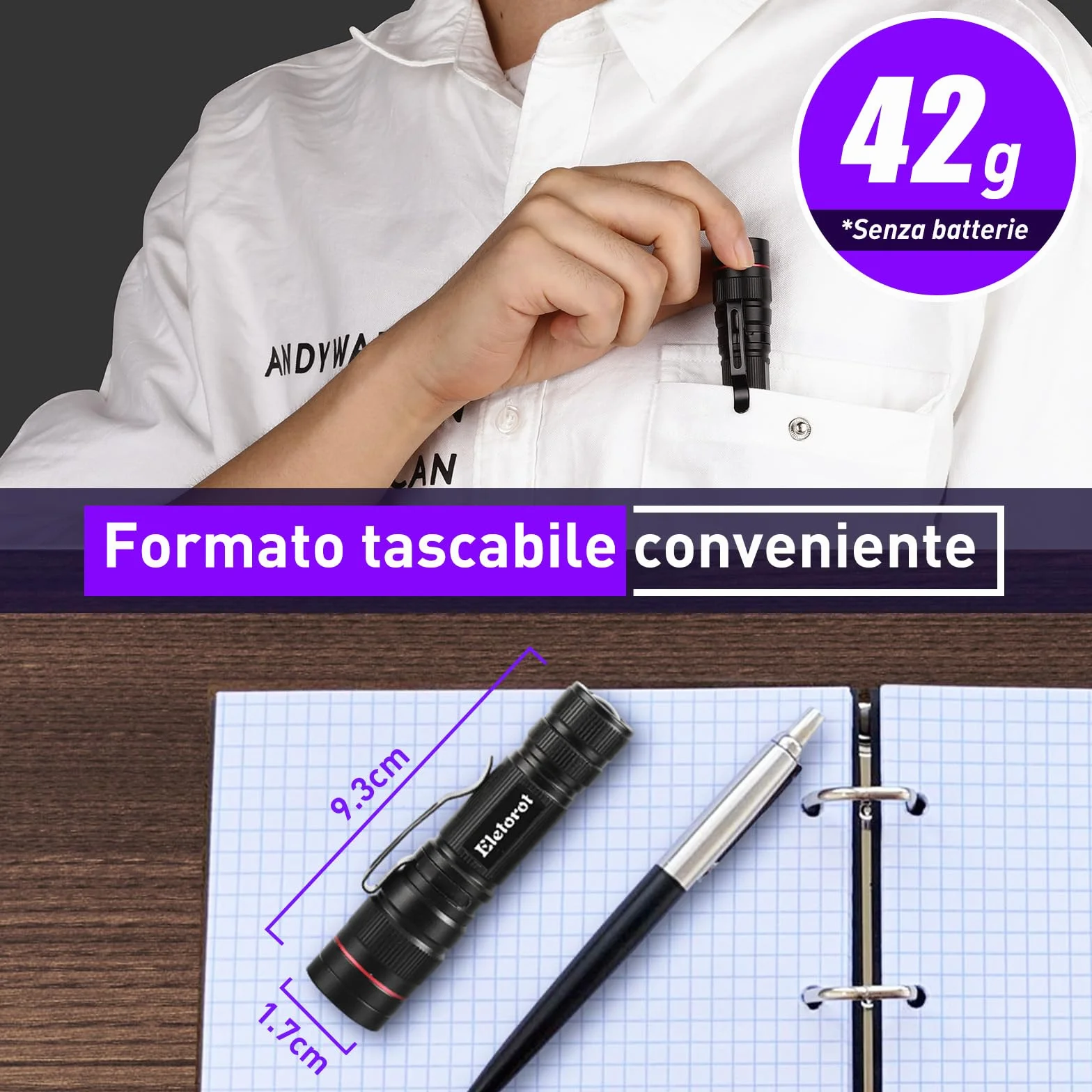 Eletorot Torcia UV 395 NM Ultravioletti Zoomable Blacklight per Resina Polimerizzante