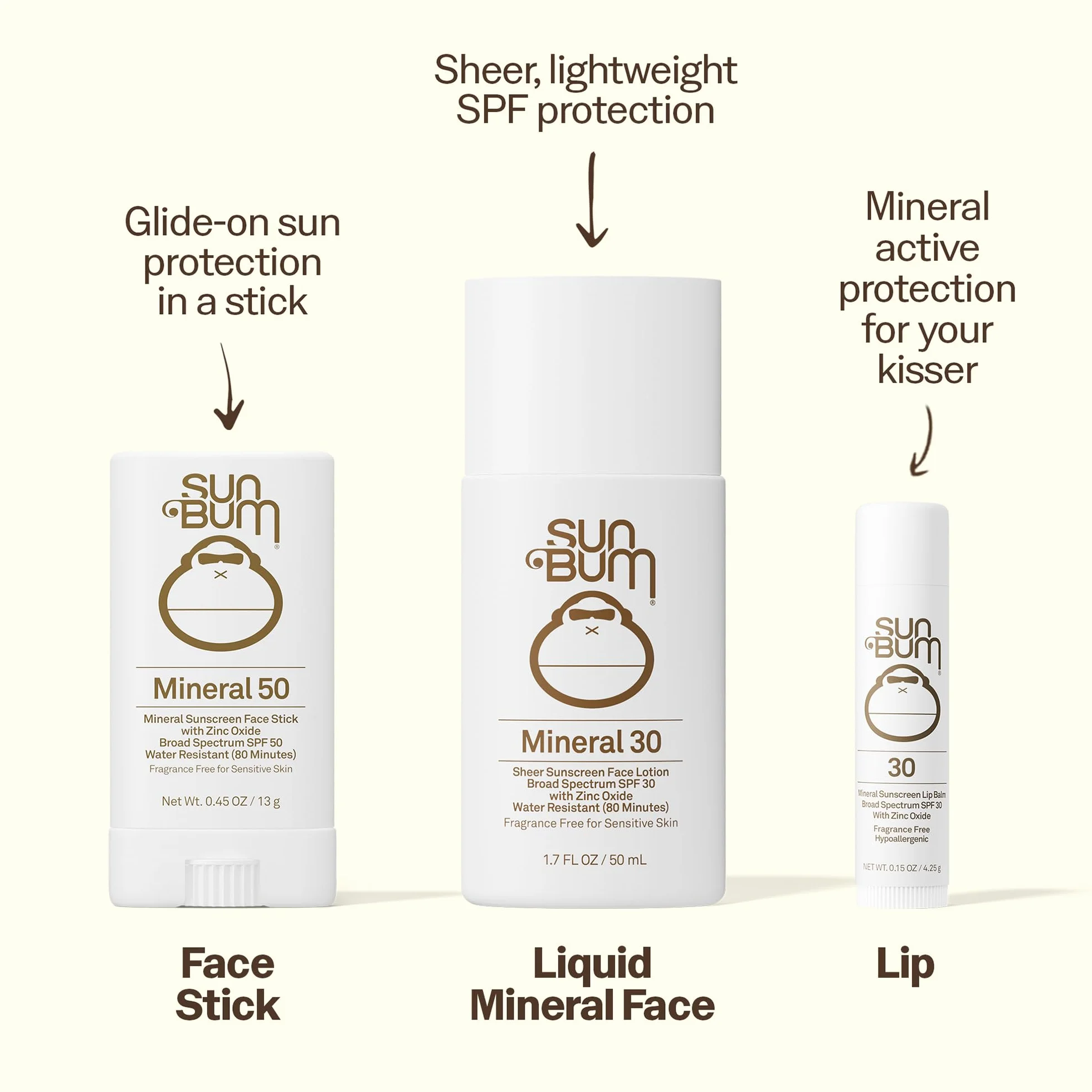 Sun Bum Crema solare minerale SPF 50 per il viso, resistente all'acqua, ad ampio spettro, con vitamina E, ipoallergenica, conforme alla Hawaii 104 Act