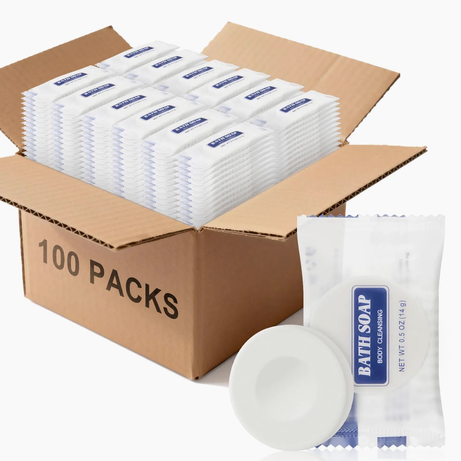 Confezione da 100 saponette da viaggio, 14,2 g ciascuna, confezionate singolarmente | Piccoli prodotti da toeletta rotondi per viso e corpo detergenti per hotel, ospiti, riparo, beneficenza, motel, vacanze