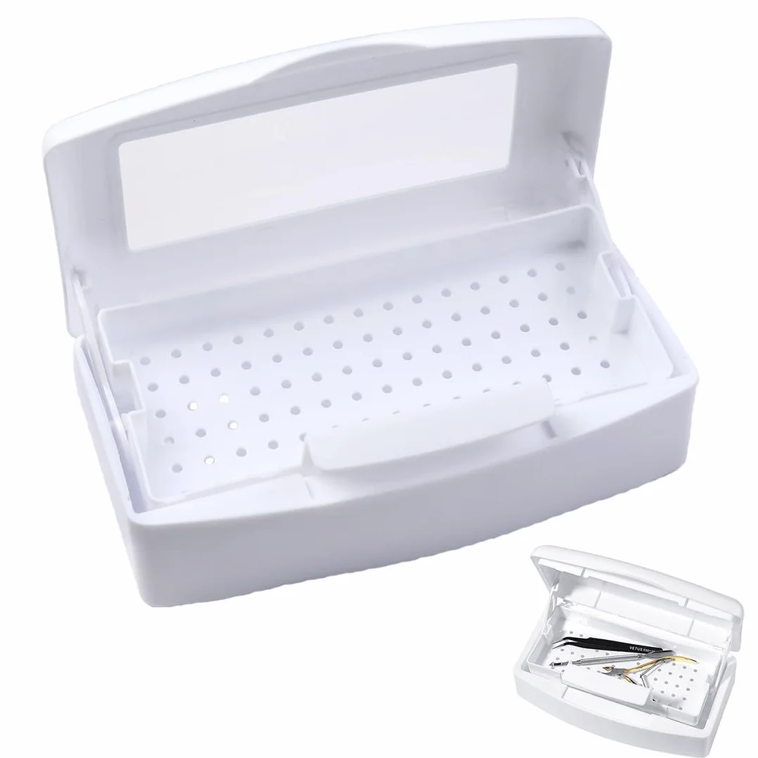 WeddHuis Vaschetta Sterilizzazione Strumenti a Freddo per Manicure Pedicure e Saloni di Bellezza con Vassoio Sollevabile per Attrezzi e Strumenti per Unghie