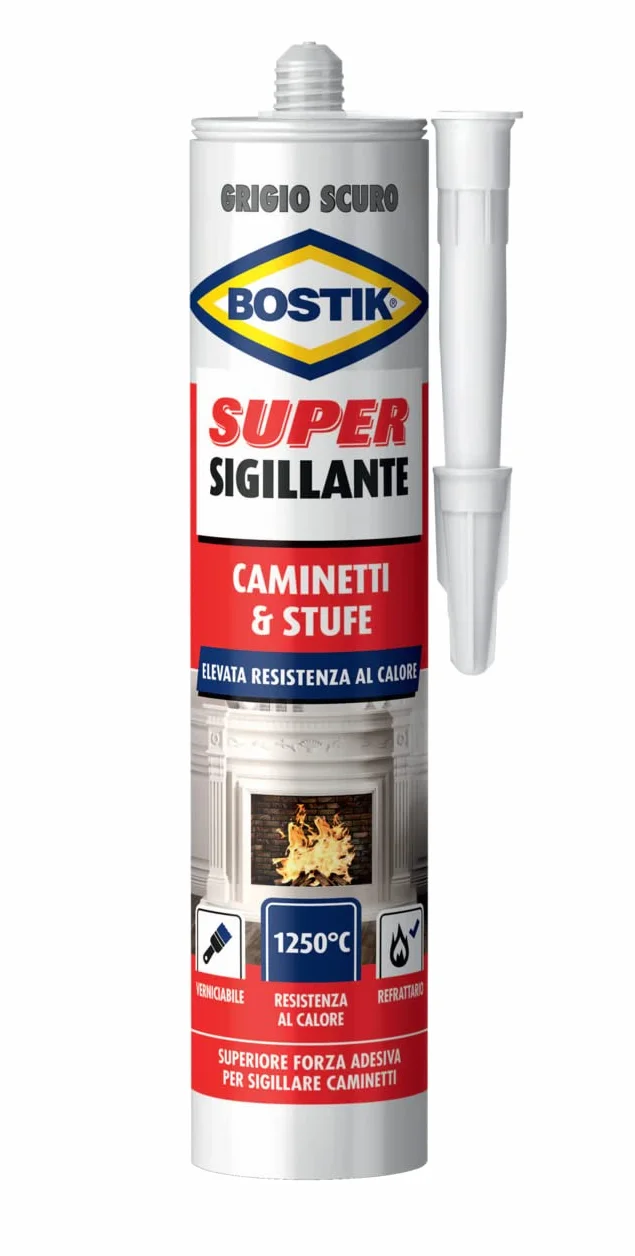 Bostik Super Sigillante Caminetti Stufe resistente alle alte temperature 1250°C cartuccia 530gr