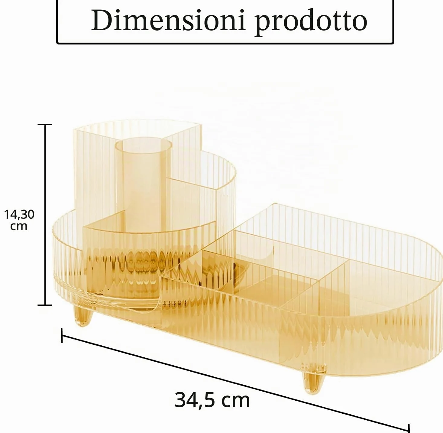 Organizer per trucchi girevole a 360° con porta pennelli, grande capacità, per cosmetici, piano di lavoro, camera da letto (oro)