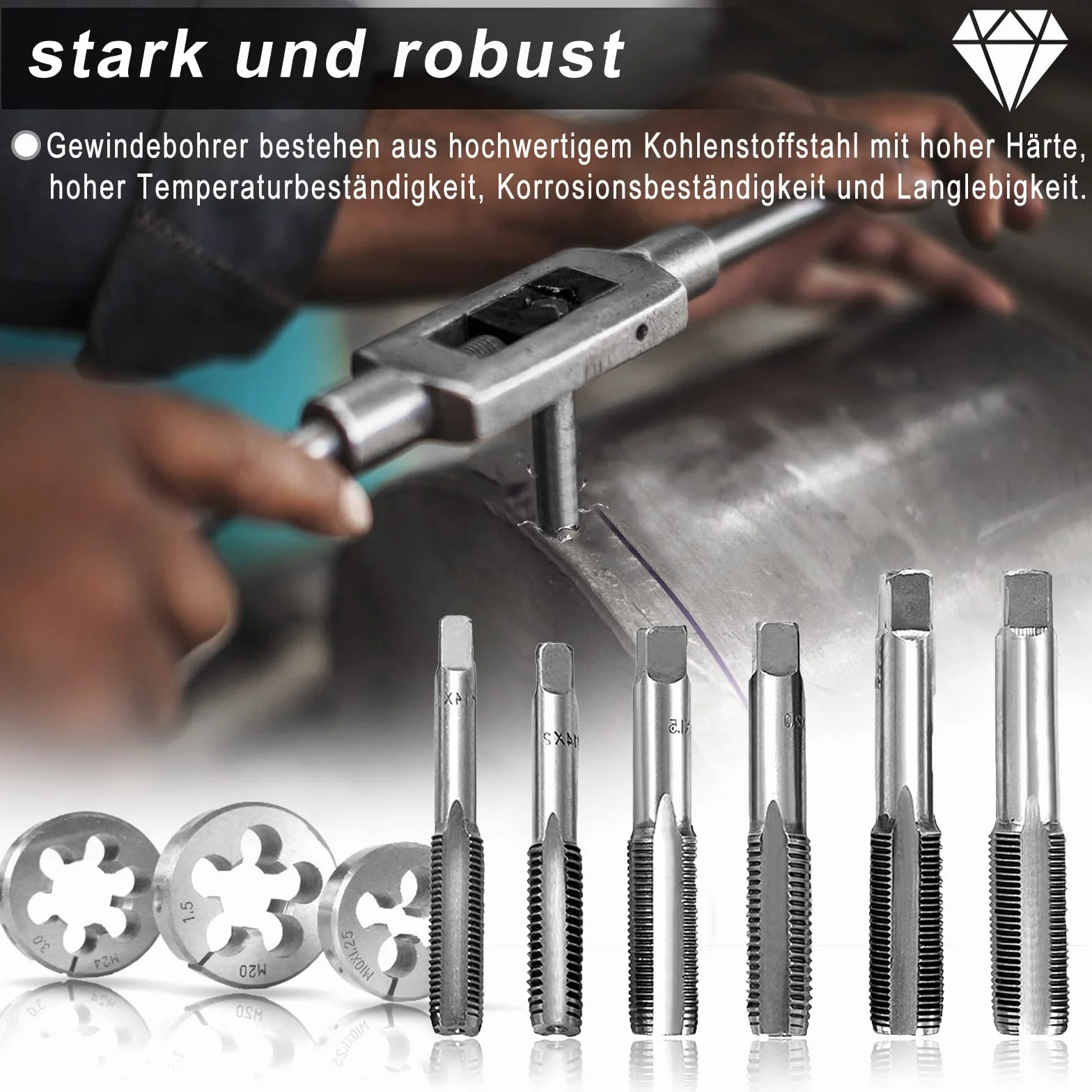 XMTECH Zestaw gwintowników M2-M18 110 sztuk gwintowania