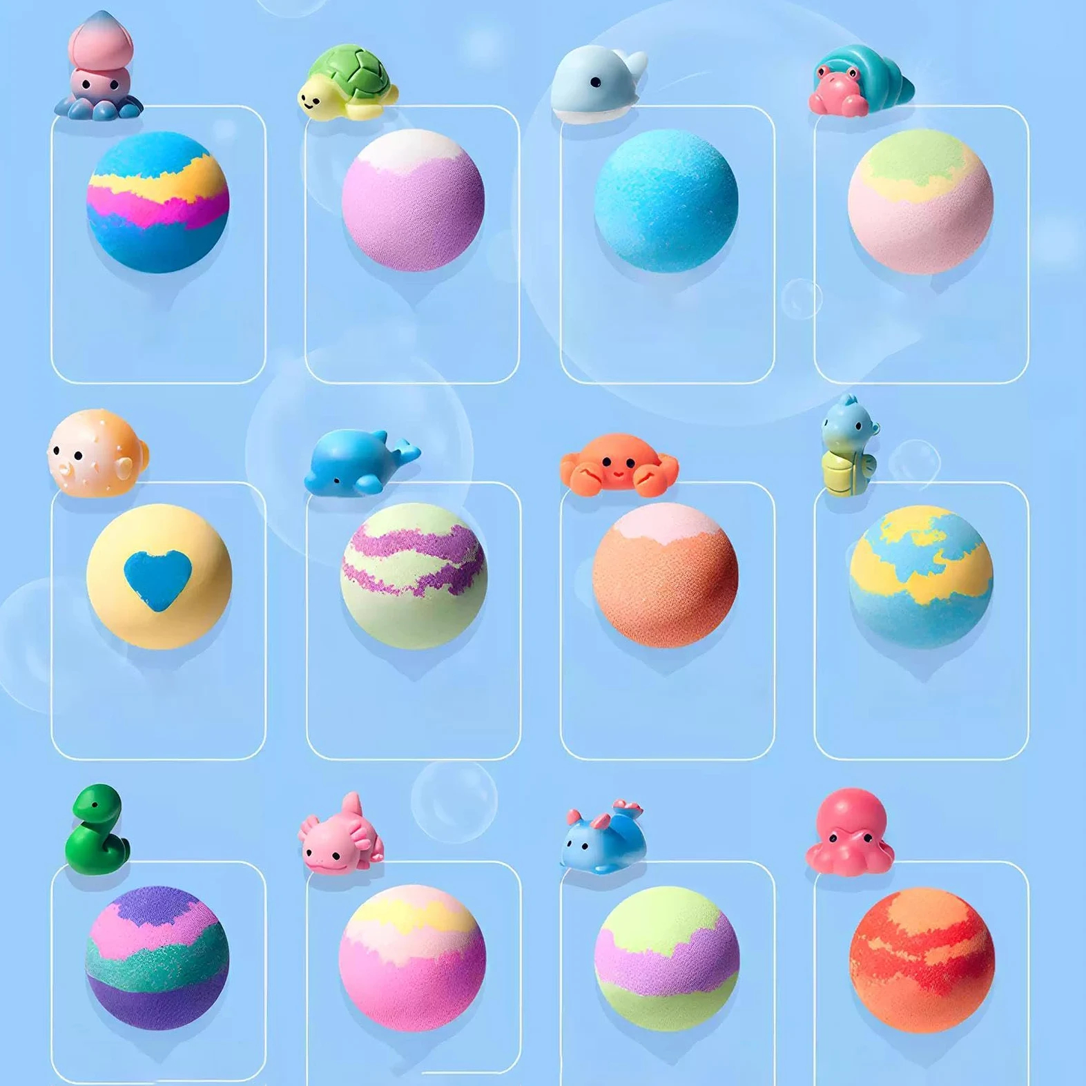 Bombe da Bagno Effervescenti 12 Pezzi Colorate Delicate Effervescenti | Giocattoli All'interno per il Bagnetto Per Adolescenti Famiglia Bambini Figli Figlie