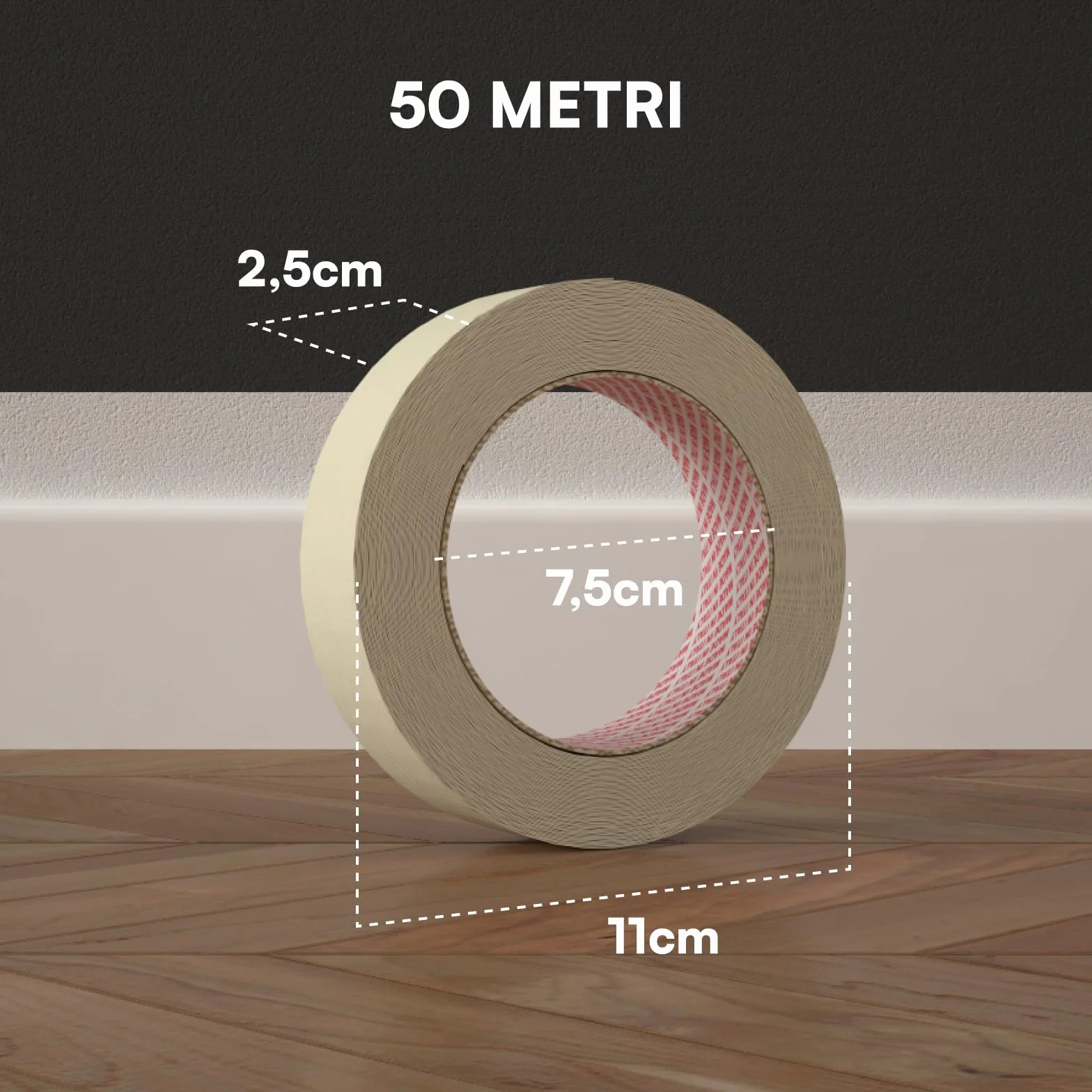 Nastro di Carta 25mm x 50m per Imbianchini 12 Rotoli - Carta Gommata Professionale Riciclabile