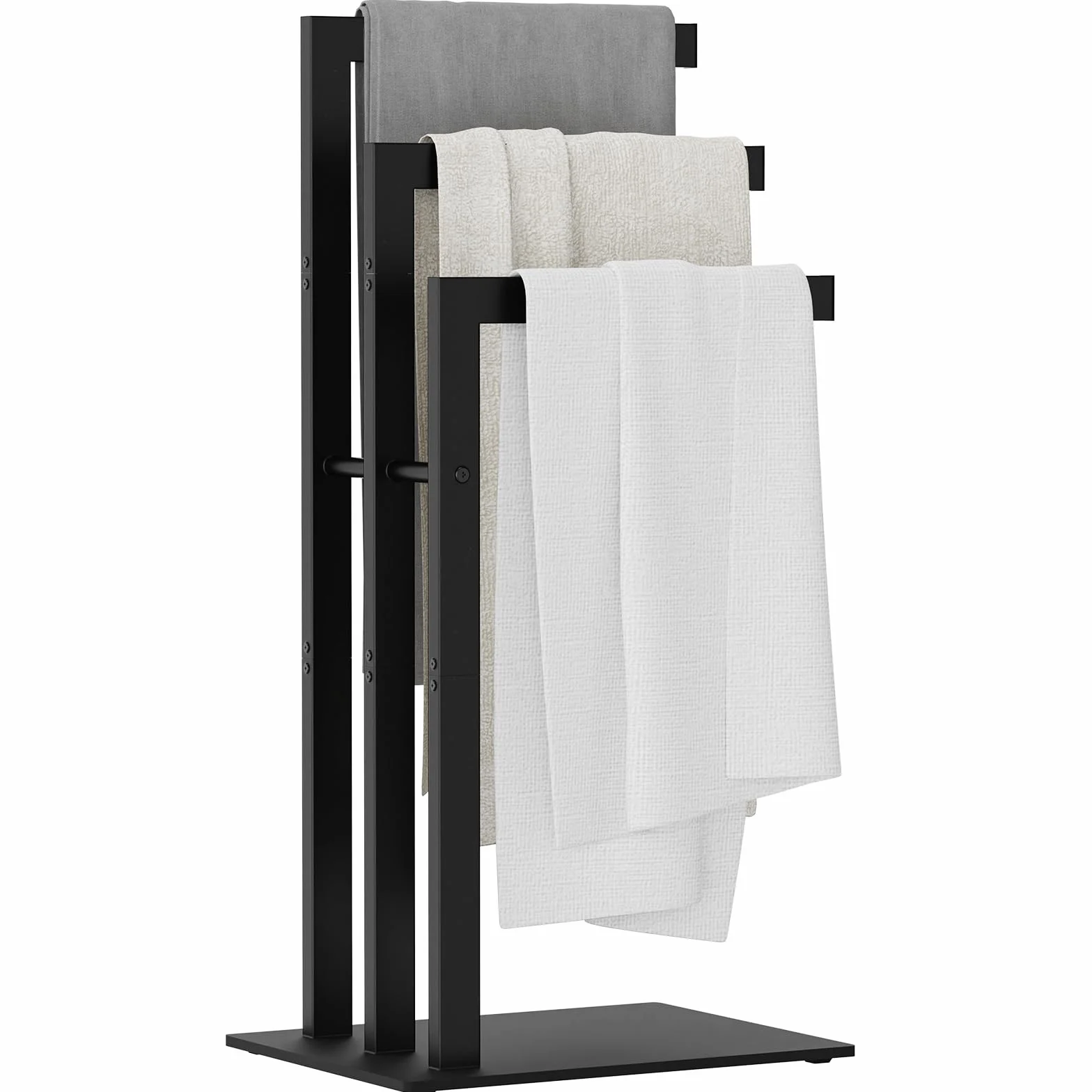 OUTBROS Porta Asciugamani Bagno da Terra in Acciaio Inox 3 Bracci 40x30x80cm Nero