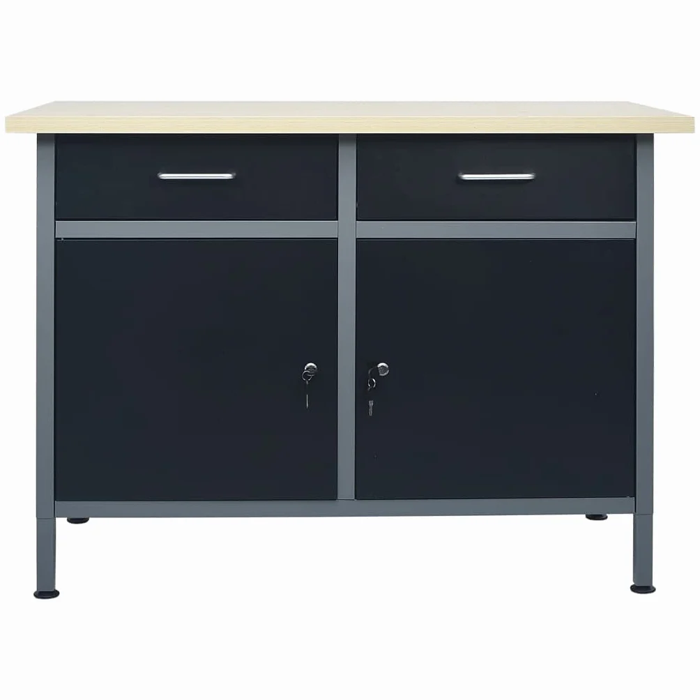 vidaXL Banco da Lavoro Nero 120x60x85 cm Acciaio