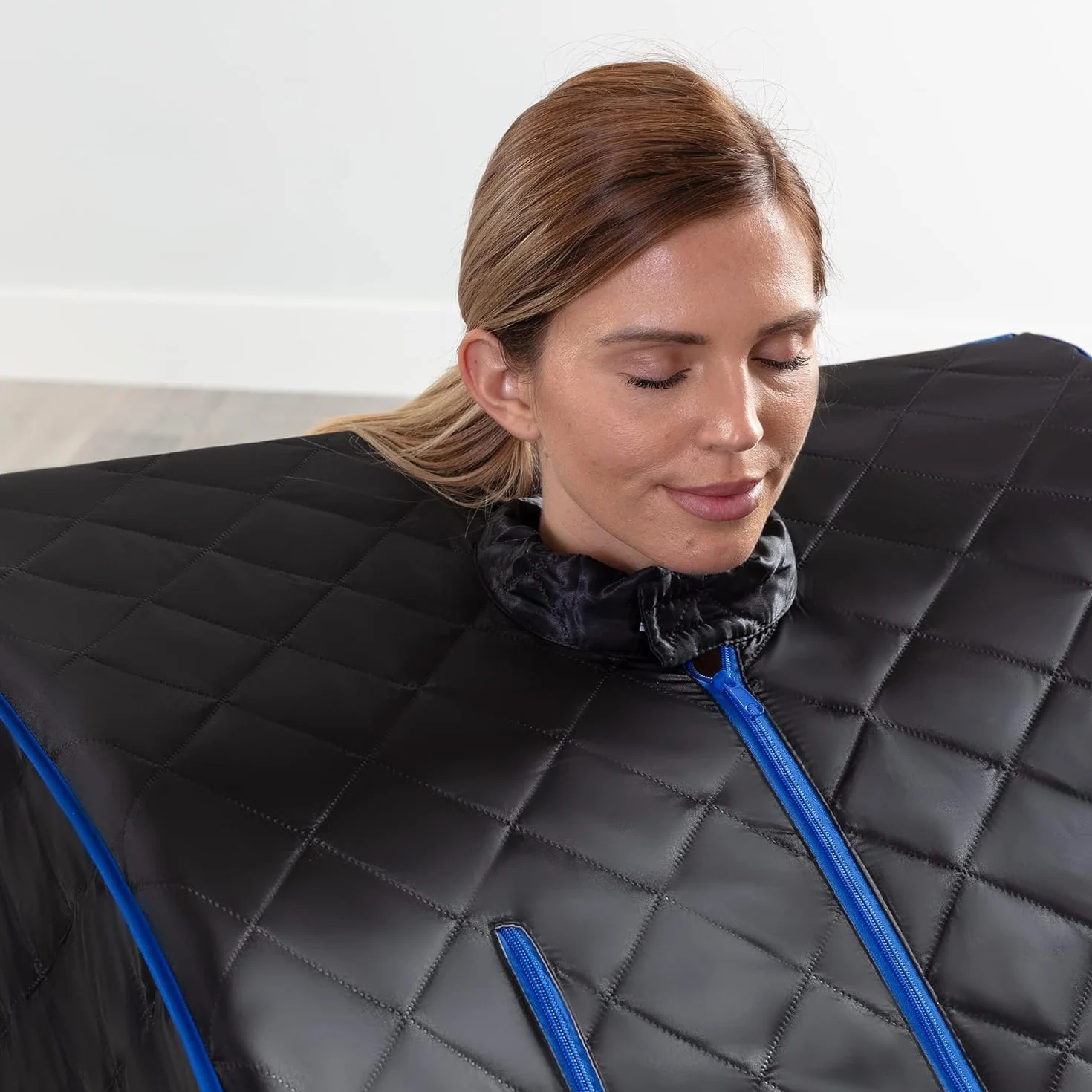 SereneLife Sauna a Vapore Portatile con Telecomando e Sedia Pieghevole per Una Persona, Nero