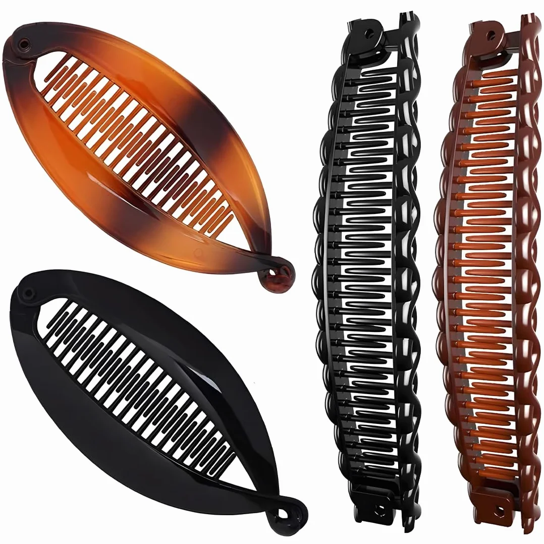 4 Fermagli Per Capelli A Banana Vintage, Clip Pettine, Accessori Per Capelli A Coda Di Pesce, Pettini A Doppia Banana Per Donne E Ragazze