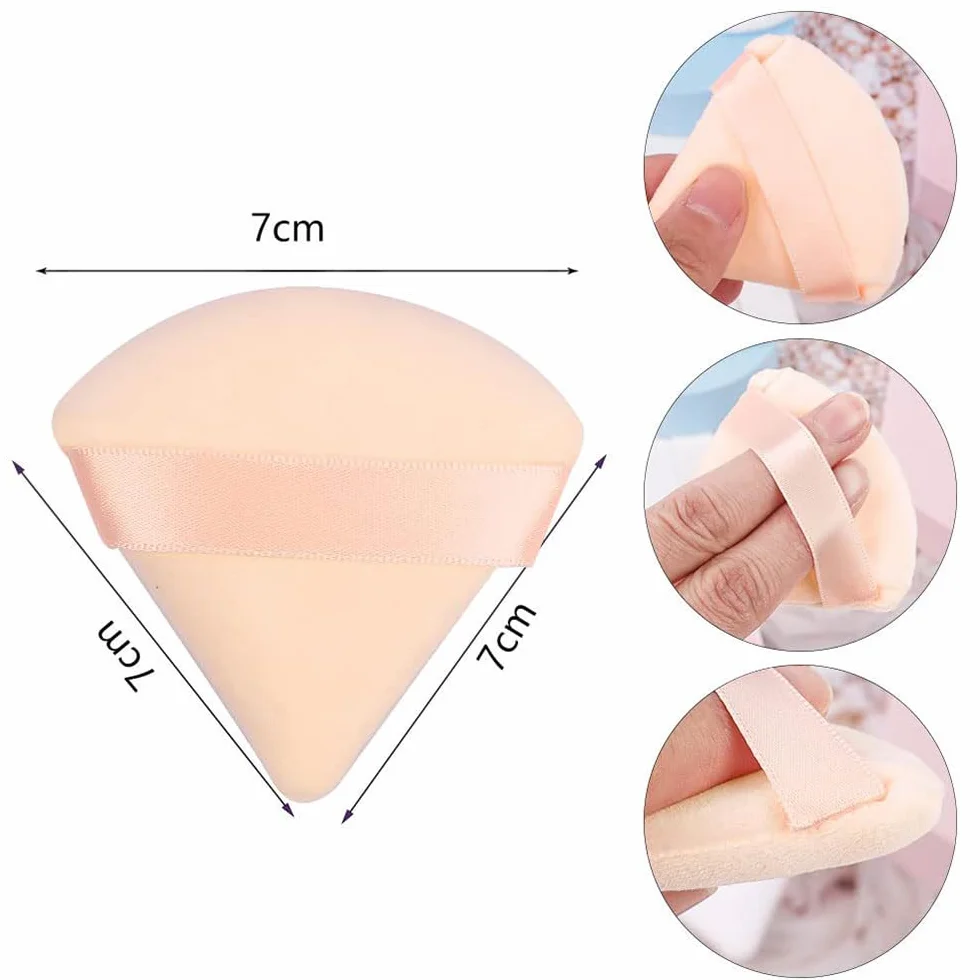 Piumini da Cipria, Piumino da Cipria,12Pezzi Soffio di Cipria Triangolo Del Viso, Riutilizzabile Soffio di velour, Asciutto Bagnato Spugna per Cipria in Polvere Fondotinta Cosmetico