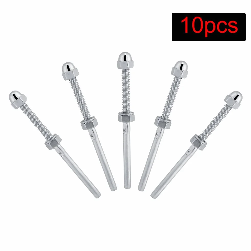 Parte finale di bullone tensore filettato 1/8" in acciaio inox per ringhiera a cavo, 10 unità