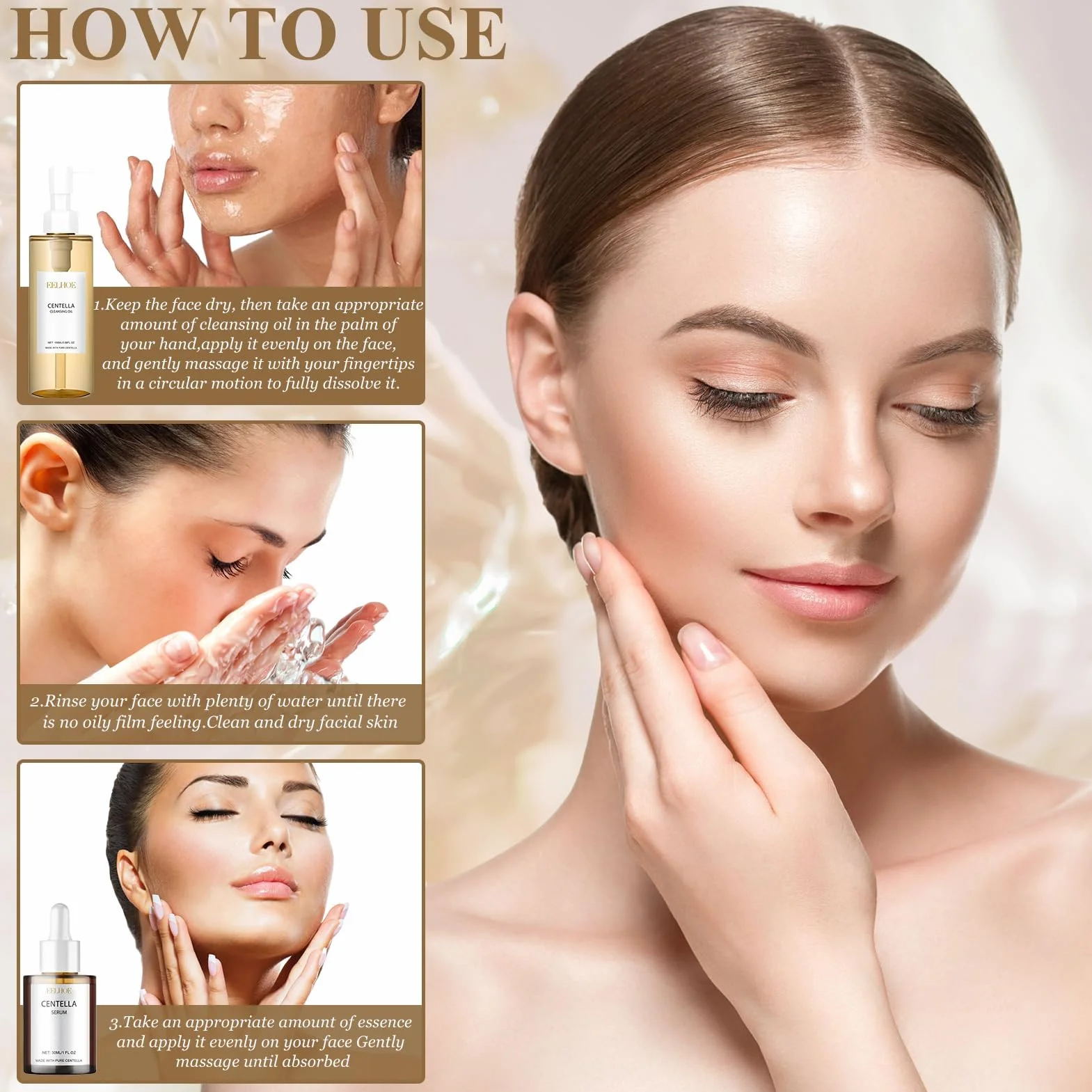 2 Pezzi Centella Cleansing Oil + Siero, Light Cleansing Oil, Siero Centella Madagascar, Delicato e Leggero, per Pelli Sensibili e a Tendenza Acneica